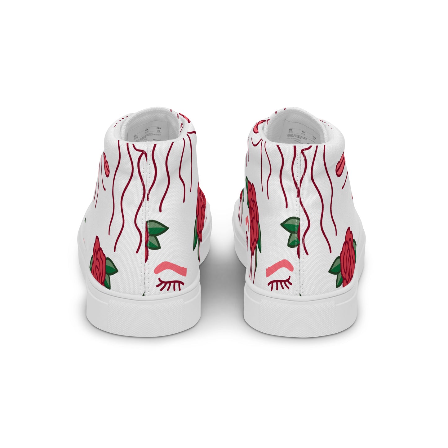 High Top Sneaker Women with Abstract Red Rose Pattern - Ava