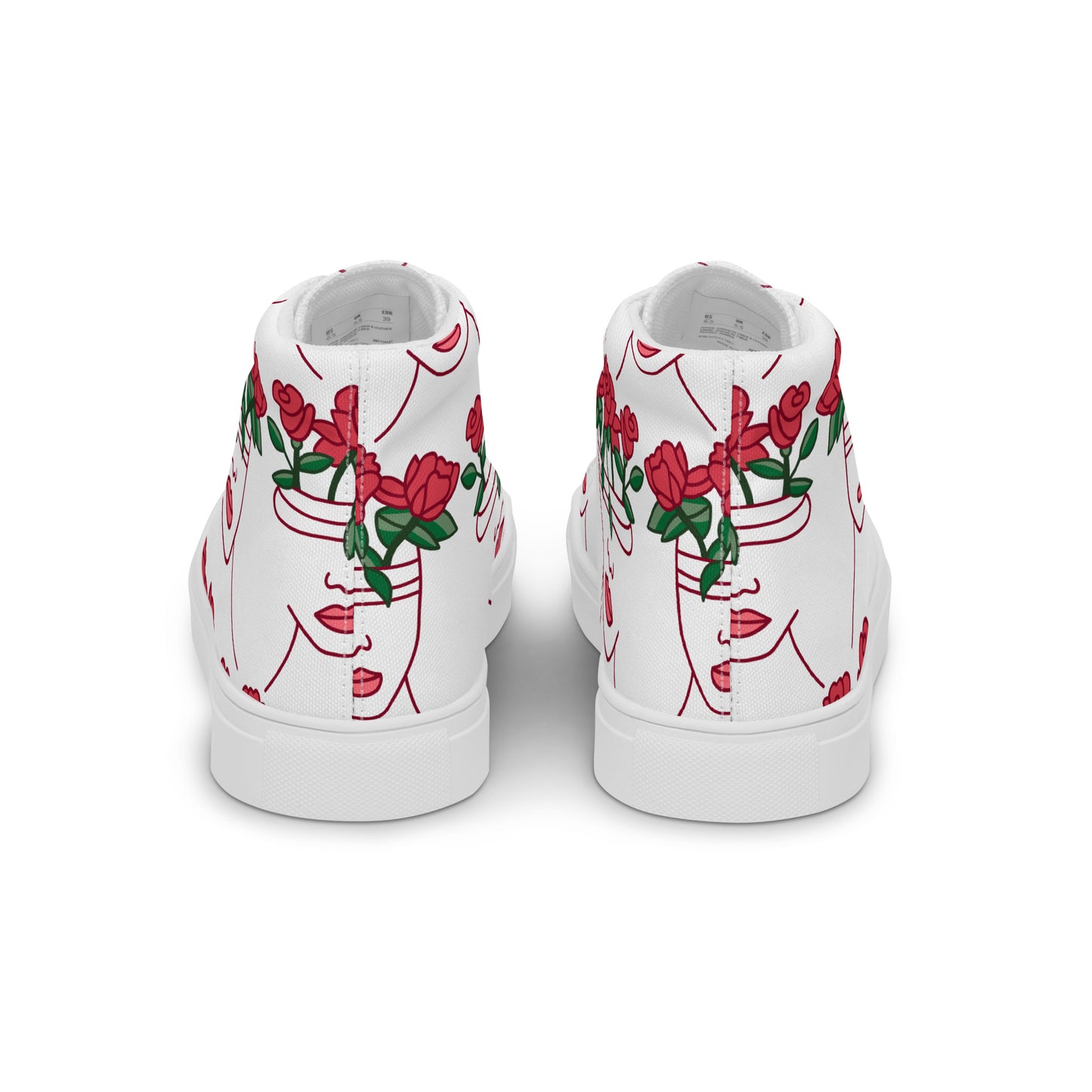 High Top Sneaker Women with Abstract Red Rose - Amelia
