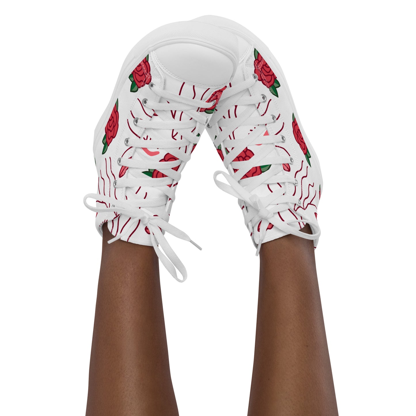 High Top Sneaker Women with Abstract Red Rose Pattern - Ava