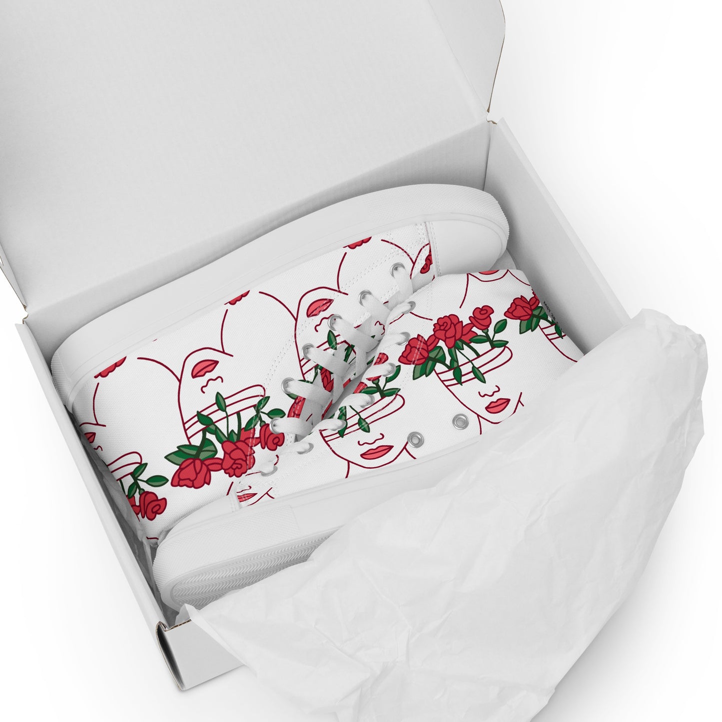 High Top Sneaker Women with Abstract Red Rose - Amelia