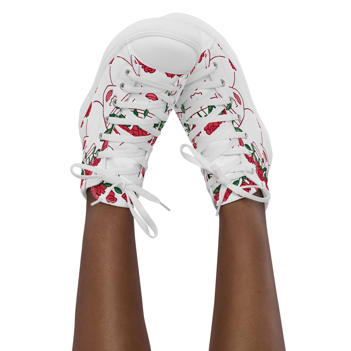 High Top Sneaker Women with Abstract Red Rose - Amelia