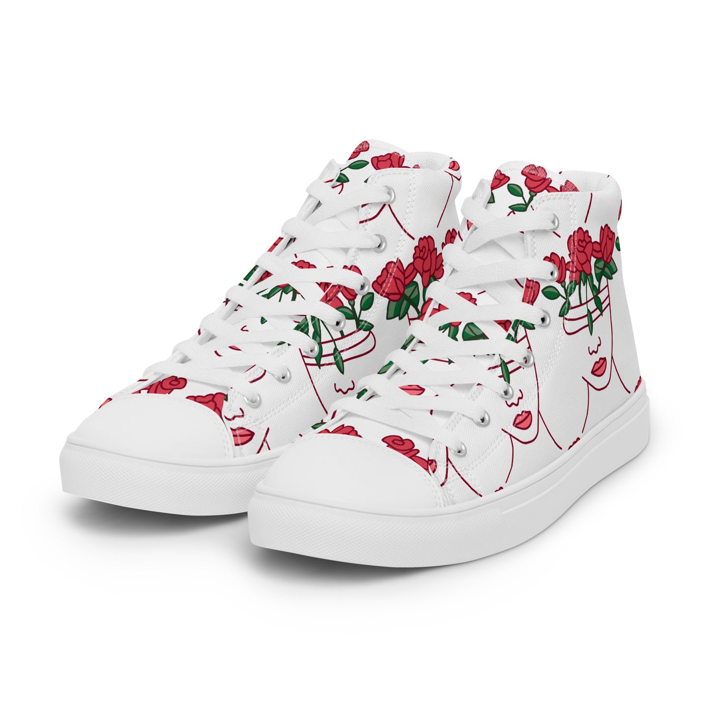 High Top Sneaker Women with Abstract Red Rose - Amelia