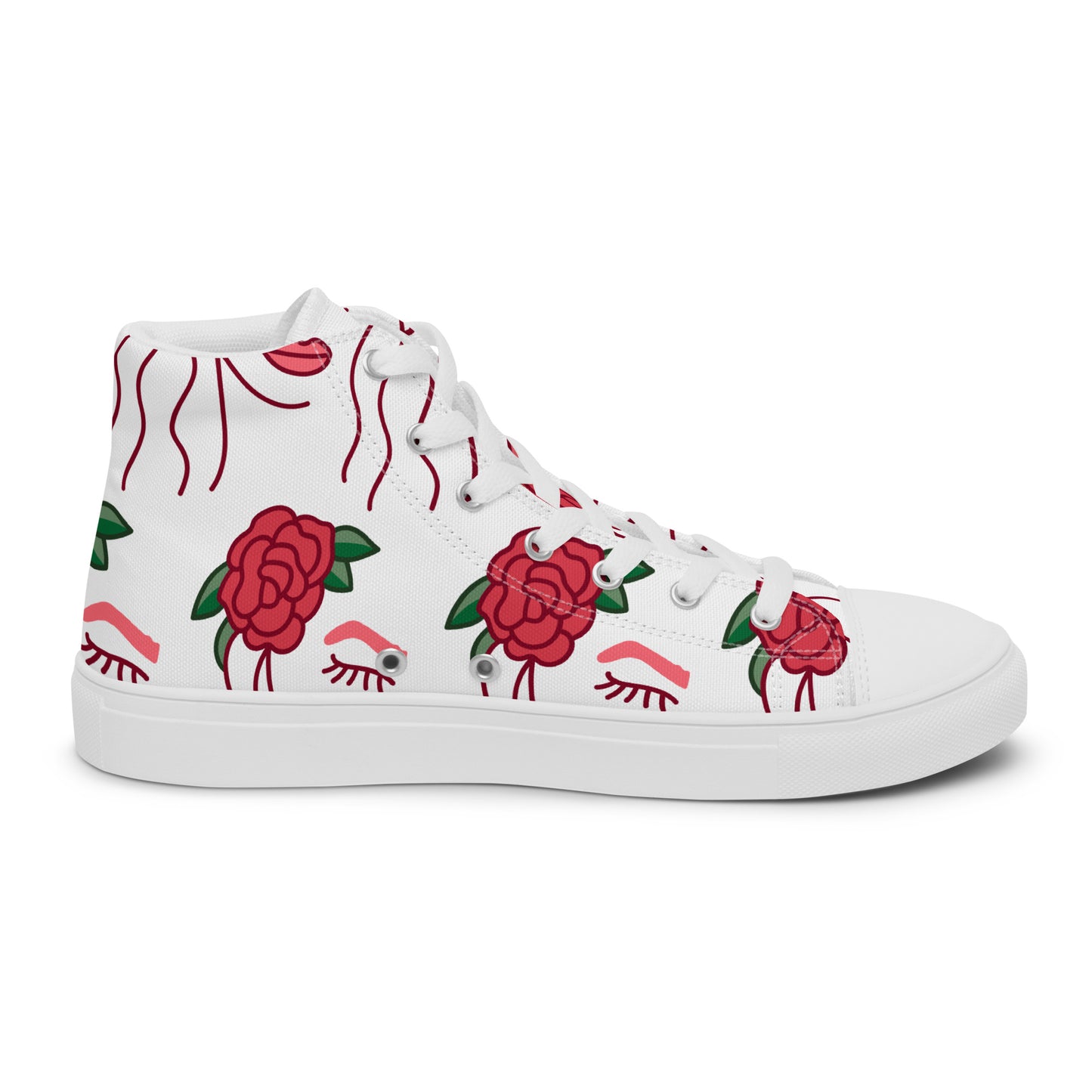 High Top Sneaker Women with Abstract Red Rose Pattern - Ava
