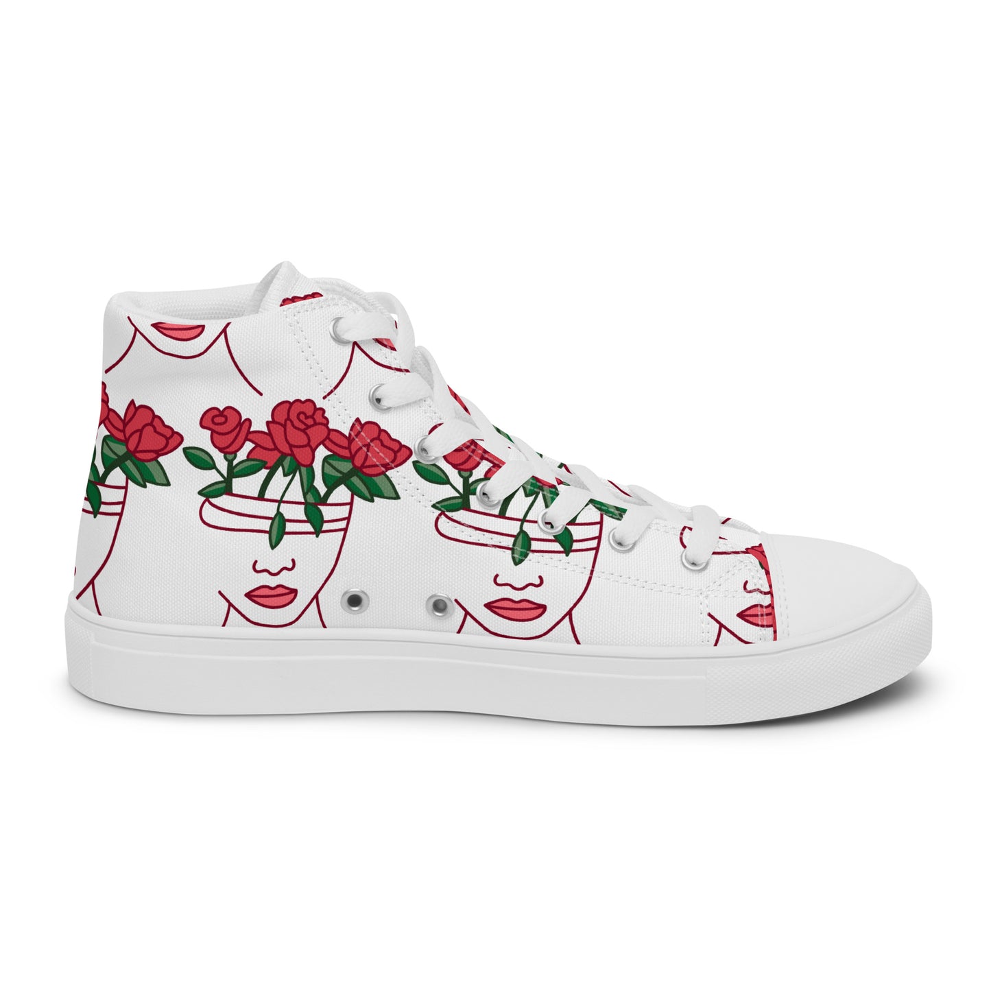 High Top Sneaker Women with Abstract Red Rose - Amelia
