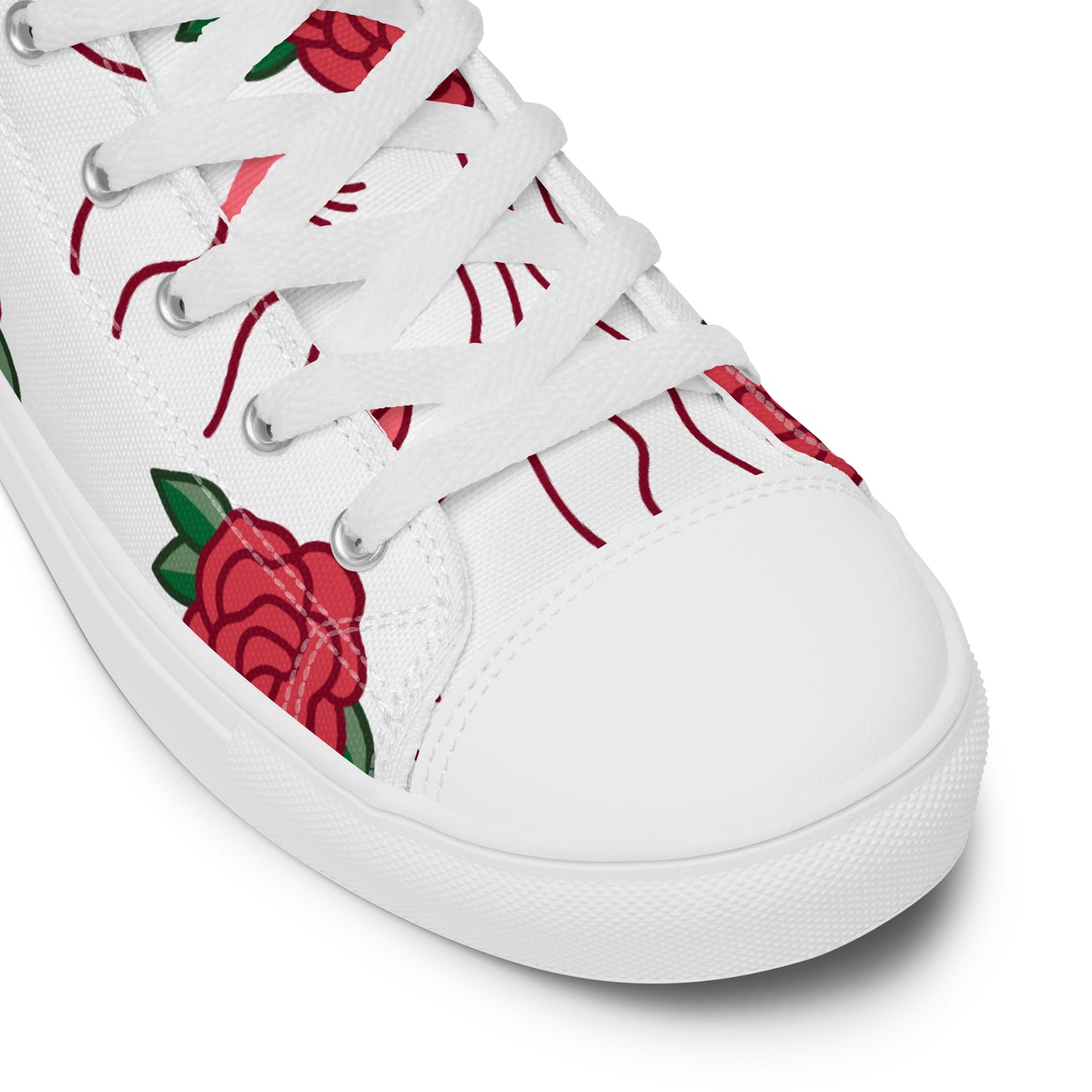 High Top Sneaker Women with Abstract Red Rose Pattern - Ava