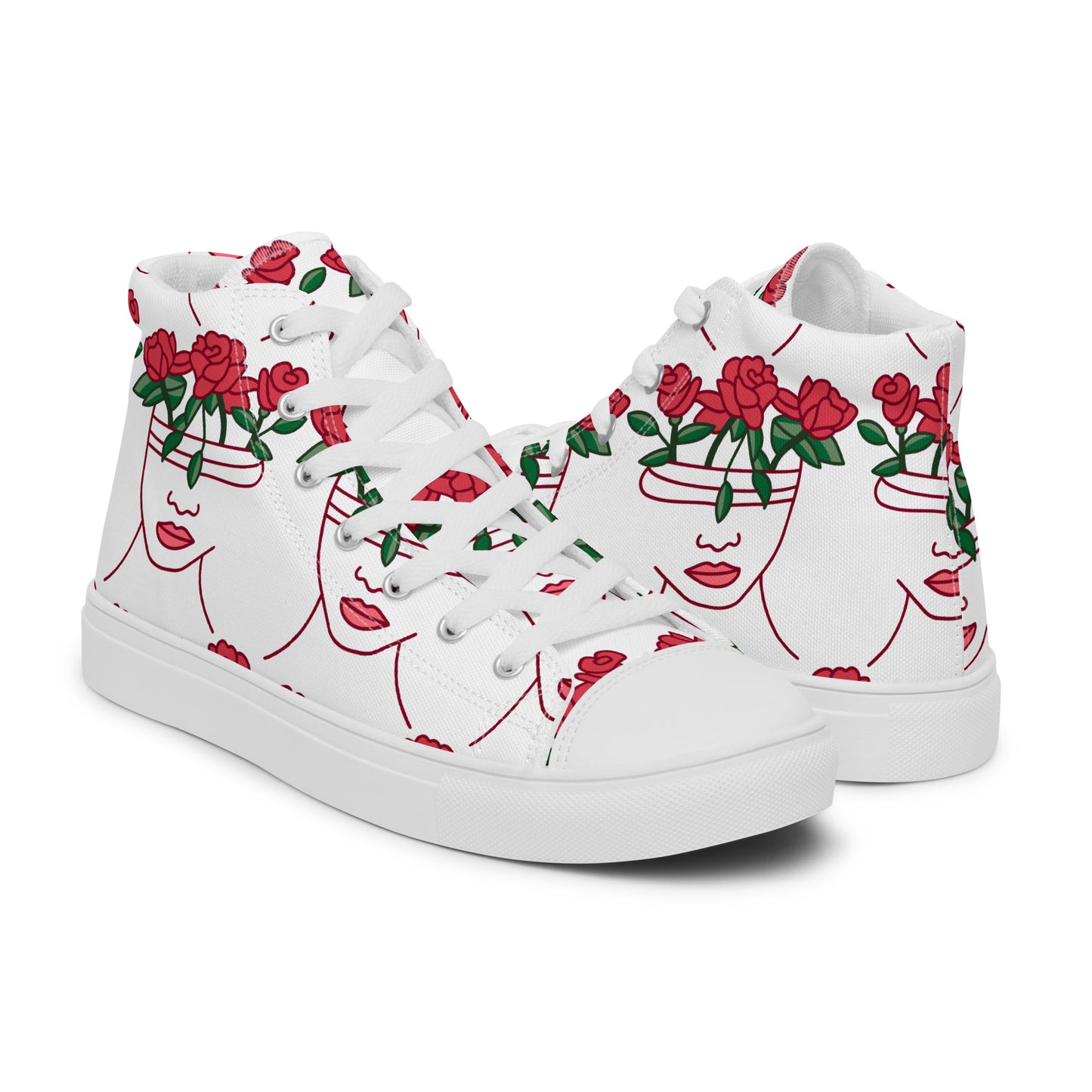 High Top Sneaker Women with Abstract Red Rose - Amelia