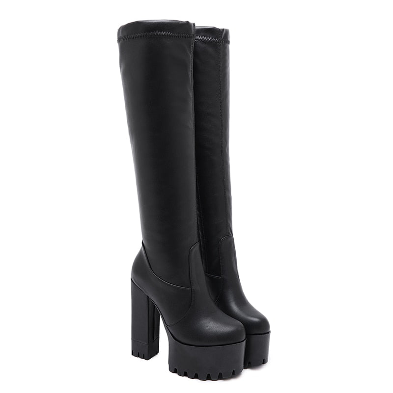 Boots - Women Knee-High Boots - Sara - Elastic Boots