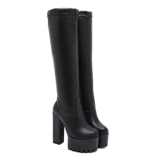 Boots - Women Knee-High Boots - Sara - Elastic Boots