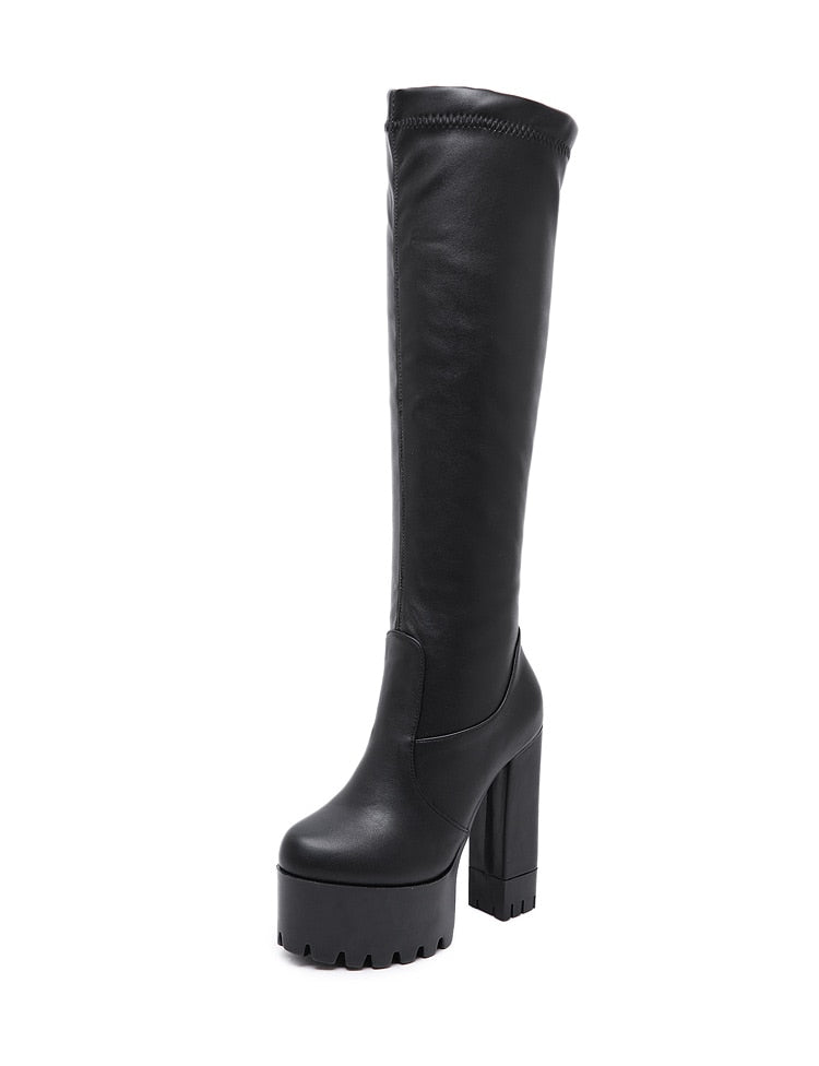Boots - Women Knee-High Boots - Sara - Elastic Boots