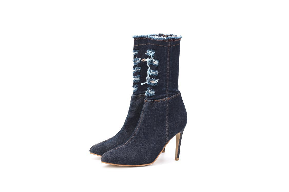 Denim High Heel Booty- Kloe- Summer Boot