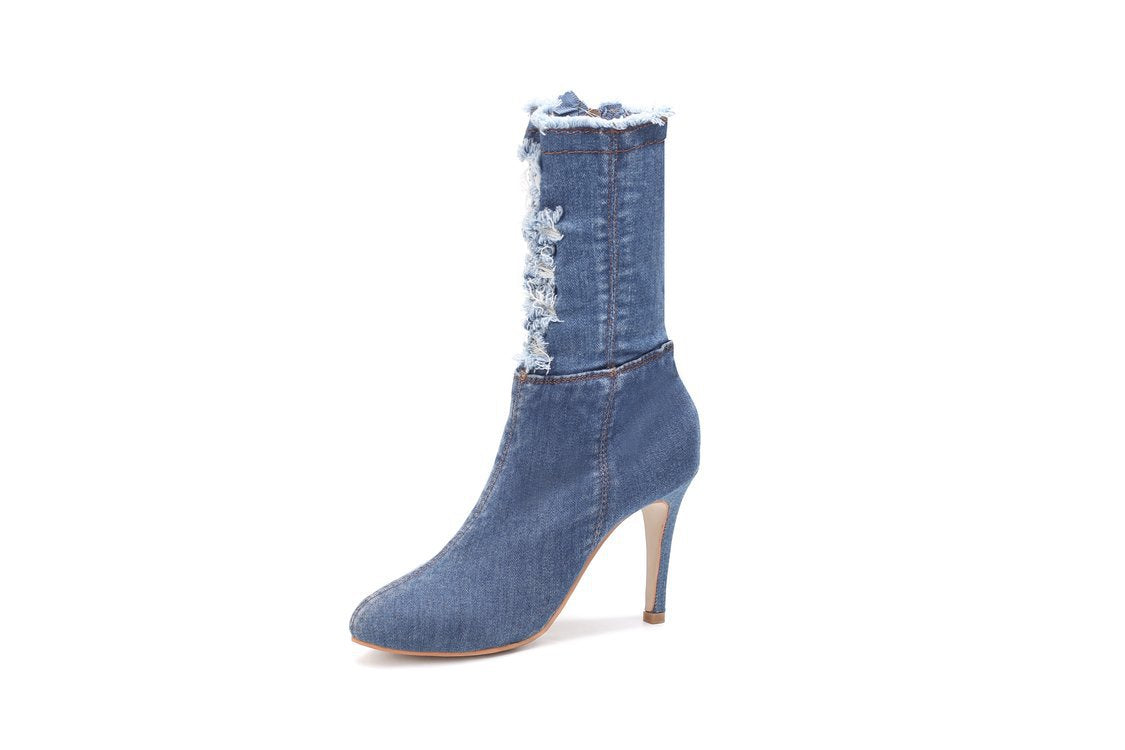 Denim High Heel Booty- Kloe- Summer Boot