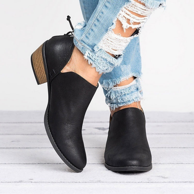 Arrival Holiday Sale - Autumn Women Shoes Retro High Heel Ankle Boots