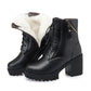 Boots - Genuine Leather Fashion Thick High Heel Warm Women Boots