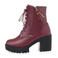 Boots - Genuine Leather Fashion Thick High Heel Warm Women Boots