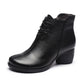 Boots - Retro Leather Comfortable Short Ankle Thick Heel Women Boots