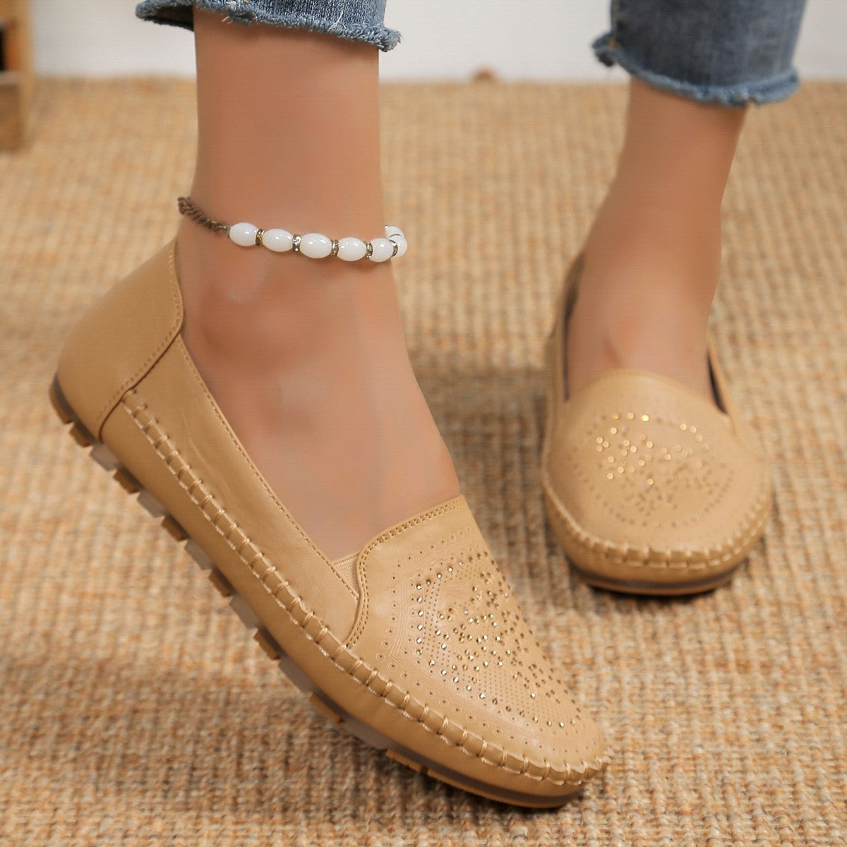 Arrival - Summer Handmade Flats Stitching Gommino Solid Color Casual Women's Shoes