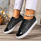 A Women Sneaker- Sequined Front Lace-up Solid Colors - Carla