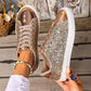 A Women Sneaker- Sequined Front Lace-up Solid Colors - Carla