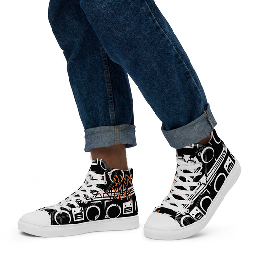 Men’s high top canvas sneaker with dsign pattern - Josiah