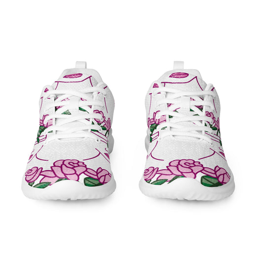 Women’s athletic sneaker with Abstract Pink Face Pattern- Megan