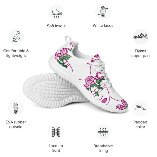 Women’s athletic sneaker with Abstract Pink Face Pattern- Megan