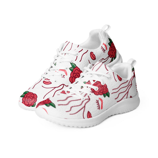 Women’s athletic sneaker with Abstract Hair Rose Pattern- Ivy