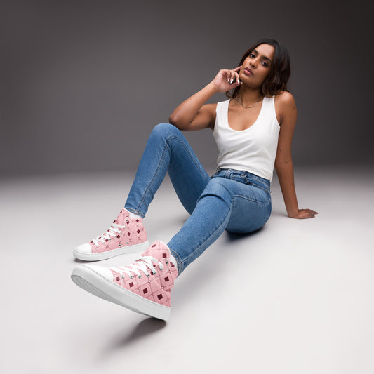 High Top Sneaker Women with Pink Lady Pattern - Emma