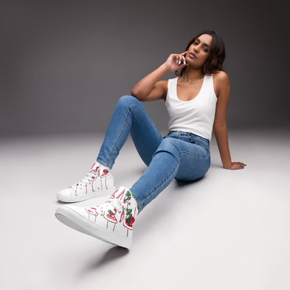 High Top Sneaker Woman with Abstract Rose Shoe Pattern - Charlotte