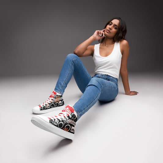 High Top Sneaker Women with Abstract Boom Box - Sophia
