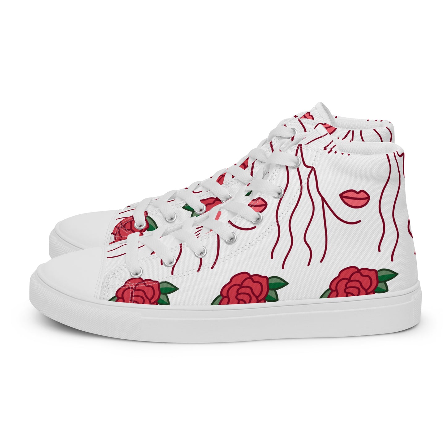 High Top Sneaker Women with Abstract Red Rose Pattern - Ava