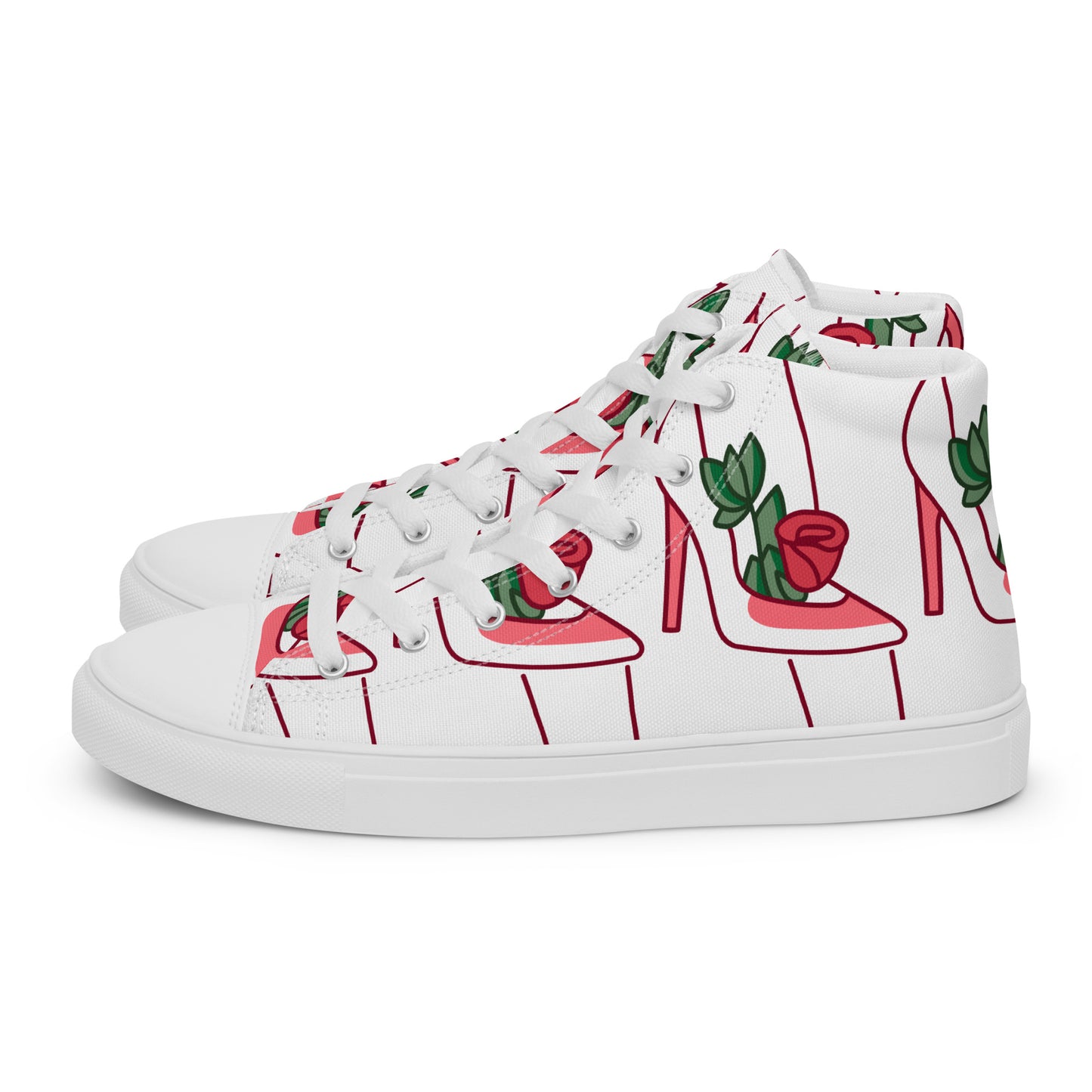 High Top Sneaker Woman with Abstract Rose Shoe Pattern - Charlotte
