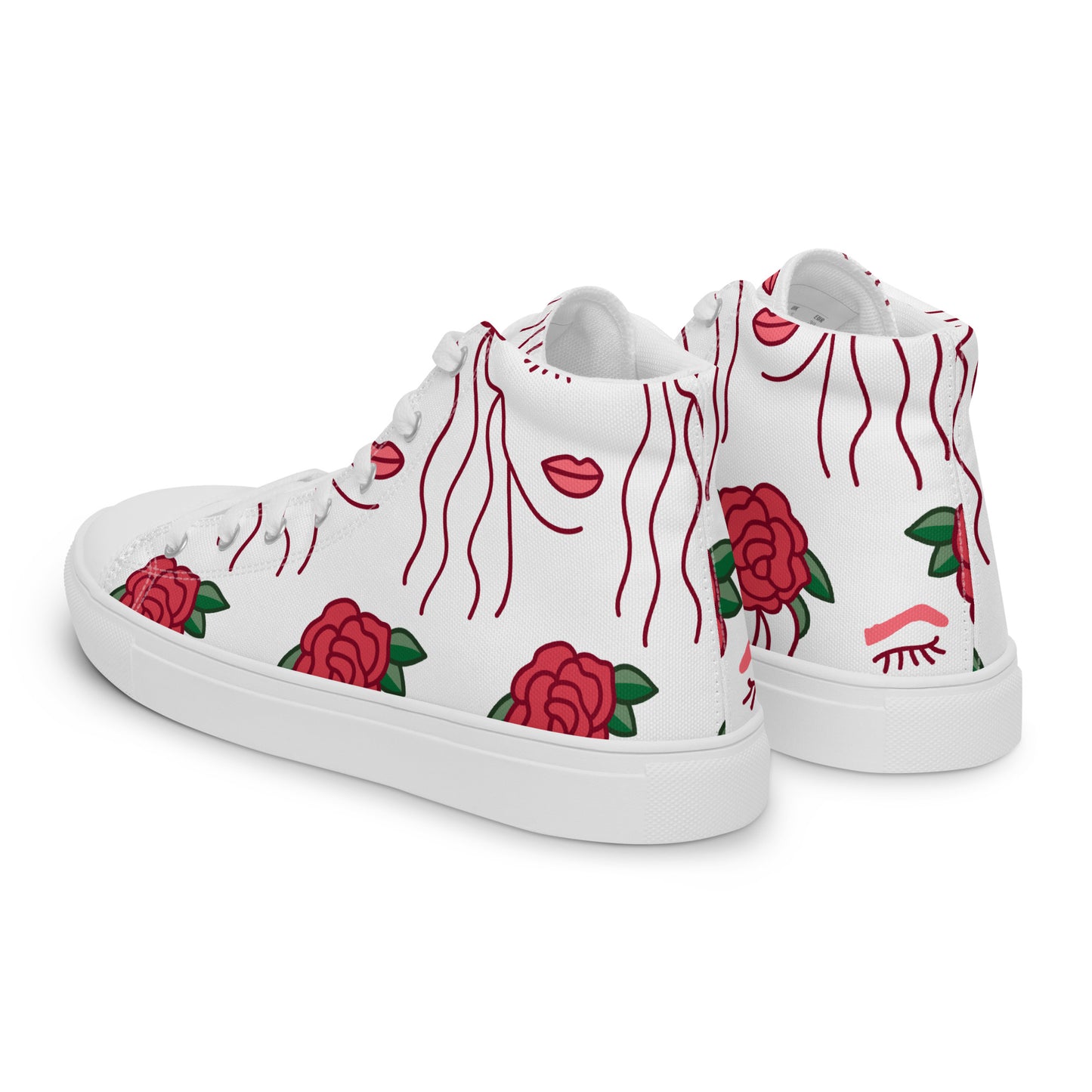 High Top Sneaker Women with Abstract Red Rose Pattern - Ava