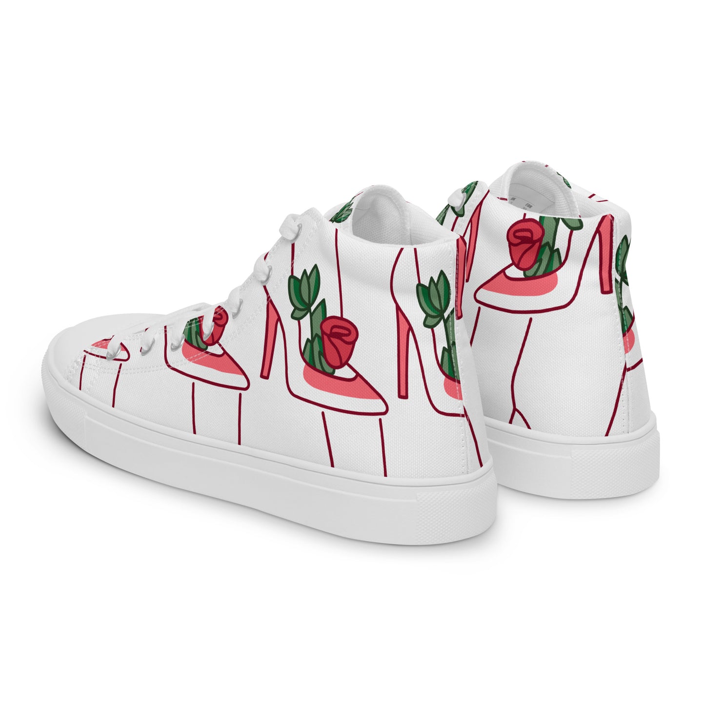 High Top Sneaker Woman with Abstract Rose Shoe Pattern - Charlotte