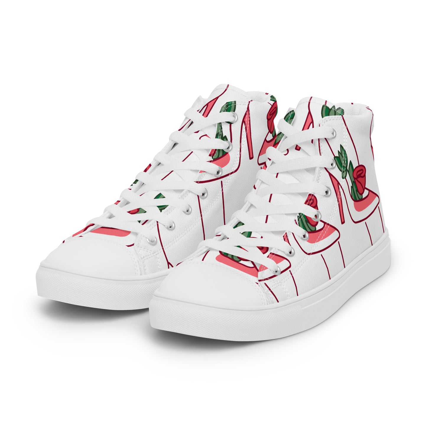 High Top Sneaker Woman with Abstract Rose Shoe Pattern - Charlotte