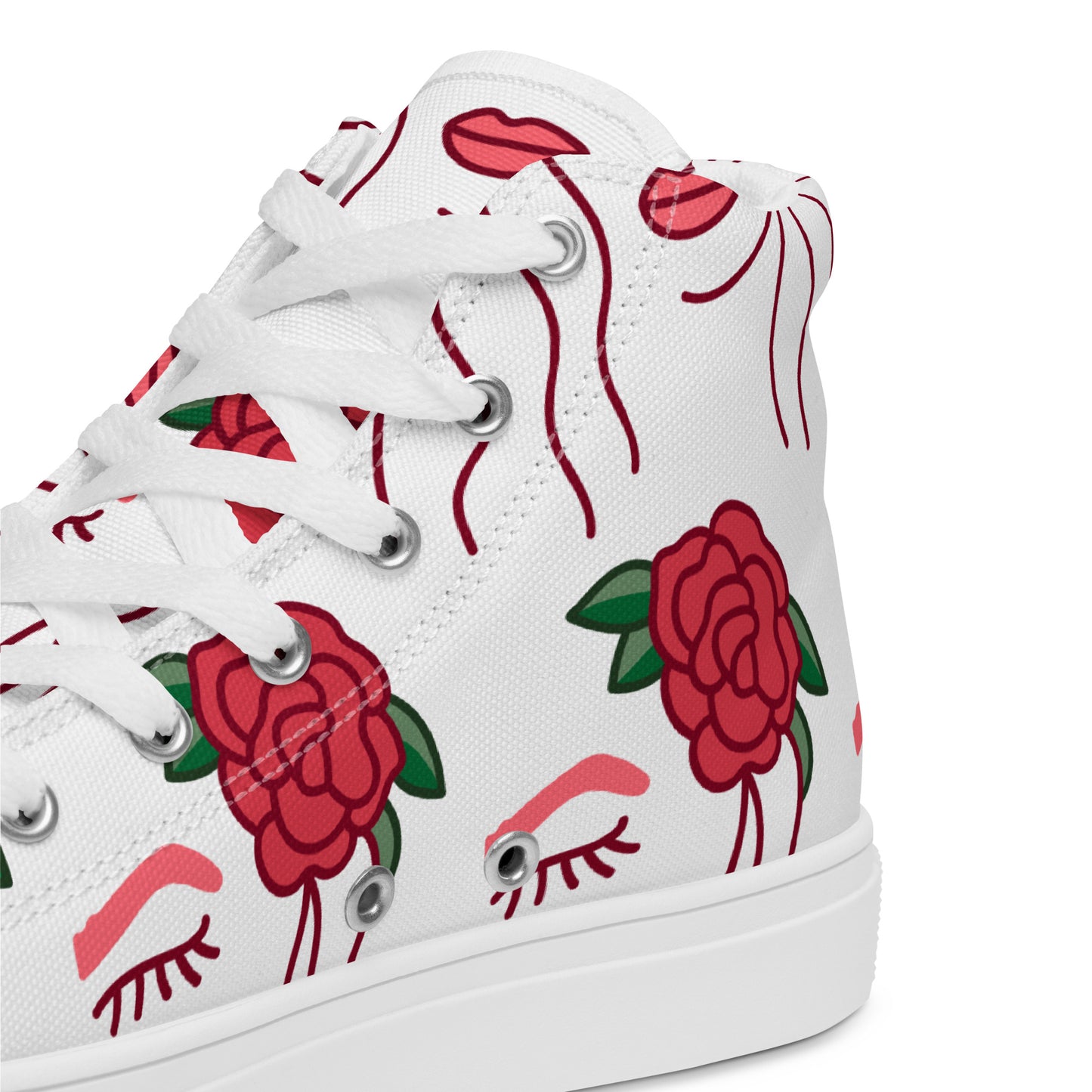 High Top Sneaker Women with Abstract Red Rose Pattern - Ava