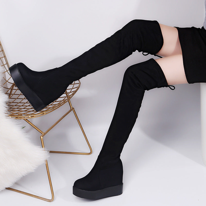 Boots - Jasmine - Women Over-the-knee Boots- Suede Matte Lightweight Platform Boots